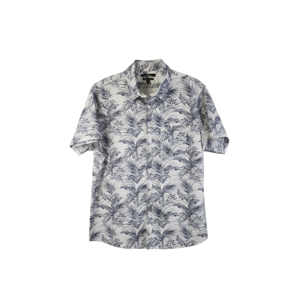 Marc Anthony Luxury Slim Fit Hawaiian Shirt XL Blue Gray‎ Floral Mens